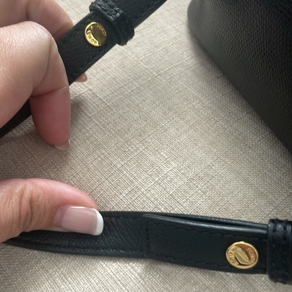 FENDI Drawstring Flap Backpack Leather with Zucca Embossed Detail - Picture 11 of 12